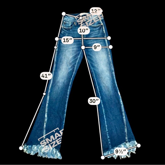 Kancan Brooklyn High-Rise Boot Cut Jeans Size 1/24 Dark Blue Raw Fringe Hem #207 - Picture 5 of 16